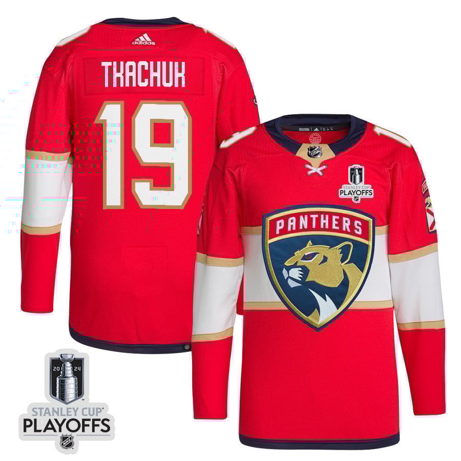 Matthew Tkachuk 19 Florida Panthers 2024 NHL Playoffs Patch Home Jersey - Men, Red - JS603 