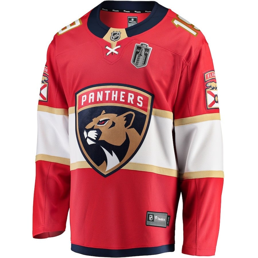 Alternative view of Matthew Tkachuk 19 Florida Panthers 2024 Stanley Cup Final Home Breakaway Player Jersey - Red - JS960 