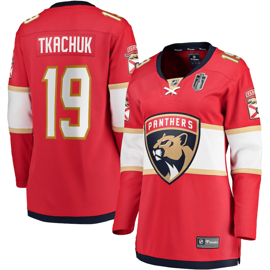 Matthew Tkachuk 19 Florida Panthers 2024 Stanley Cup Final Home Breakaway Player Jersey - Red, Women - JS277 