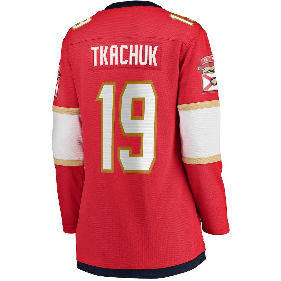 Alternative view of Matthew Tkachuk 19 Florida Panthers 2024 Stanley Cup Final Home Breakaway Player Jersey - Red, Women - JS277 