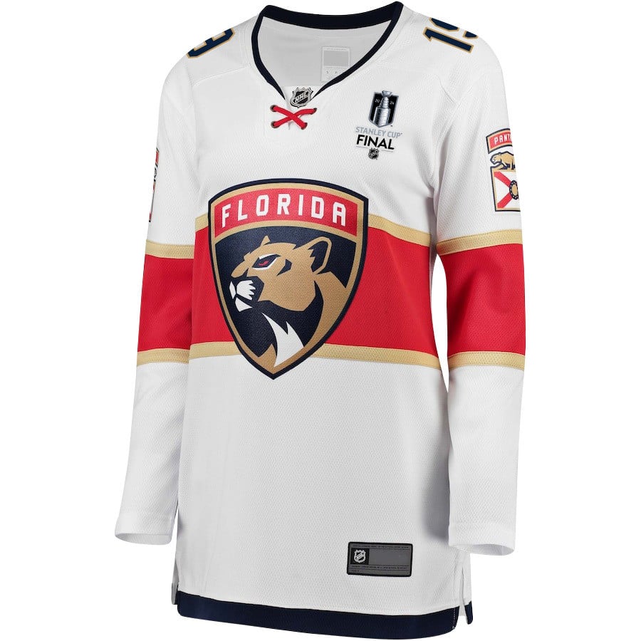 Alternative view of Matthew Tkachuk 19 Florida Panthers 2024 STANLEY CUP Final Women's Away Breakaway Jersey - White - JS170 