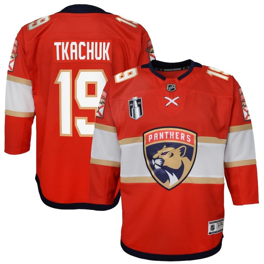 Matthew Tkachuk 19 Florida Panthers Youth 2023 Stanley Cup Final Home Jersey - Red - JS291 