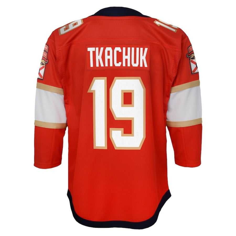 Alternative view of Matthew Tkachuk 19 Florida Panthers Youth 2023 Stanley Cup Final Home Jersey - Red - JS291 