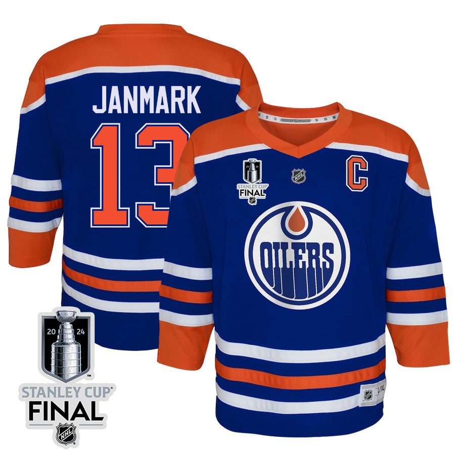 Mattias Janmark 13 Edmonton Oilers 2024 STANLEY CUP Final Youth Home Jersey - Royal - JS640 