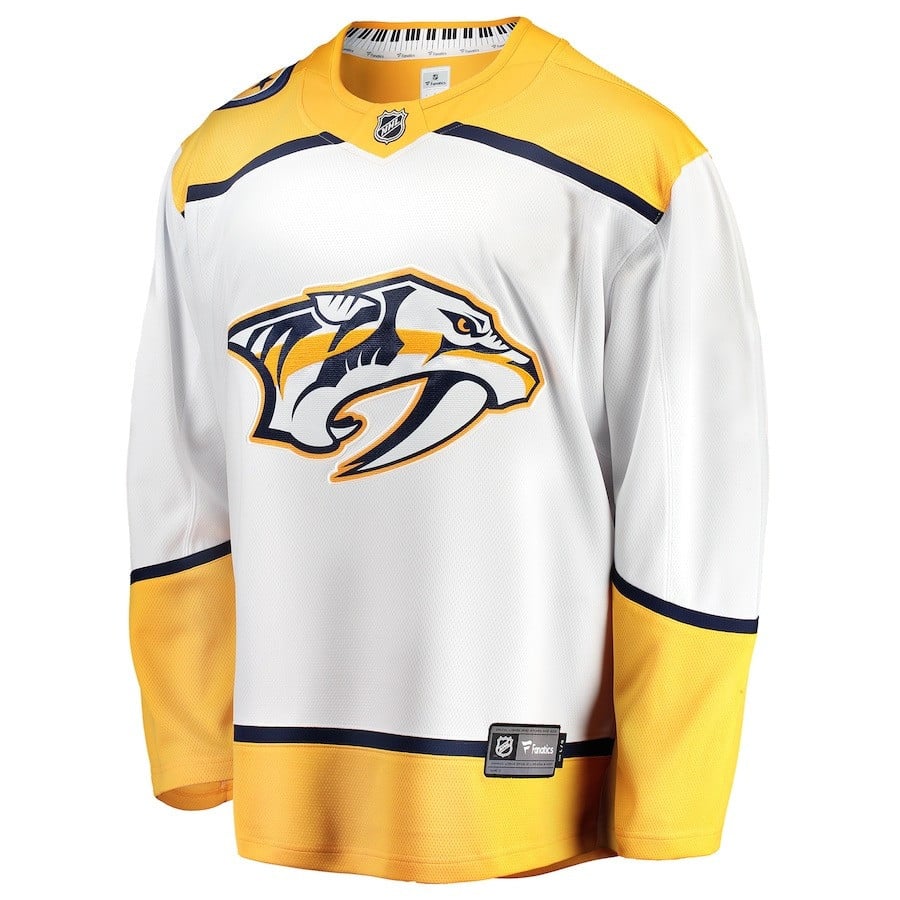 Alternative view of Matvei Michkov #19 Nashville Predators 2023 Draft Away Men Jersey - Yellow/White - JS949 