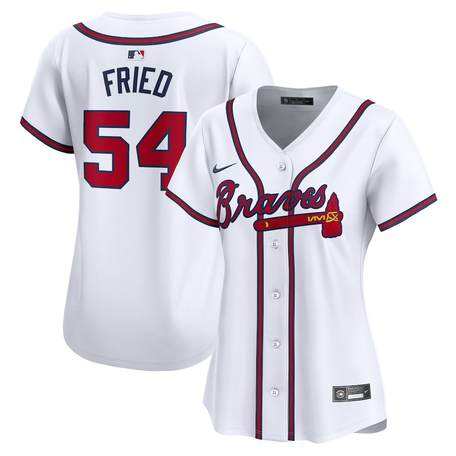 Max Fried 54 Atlanta Braves Women Home Limited Player Jersey - White - JS431