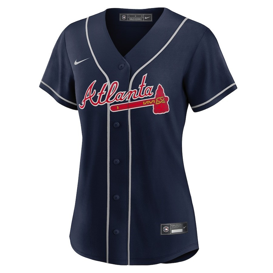 Alternative view of Max Fried 54 Atlanta Braves Women's Alternate Player Jersey - Navy - JS471