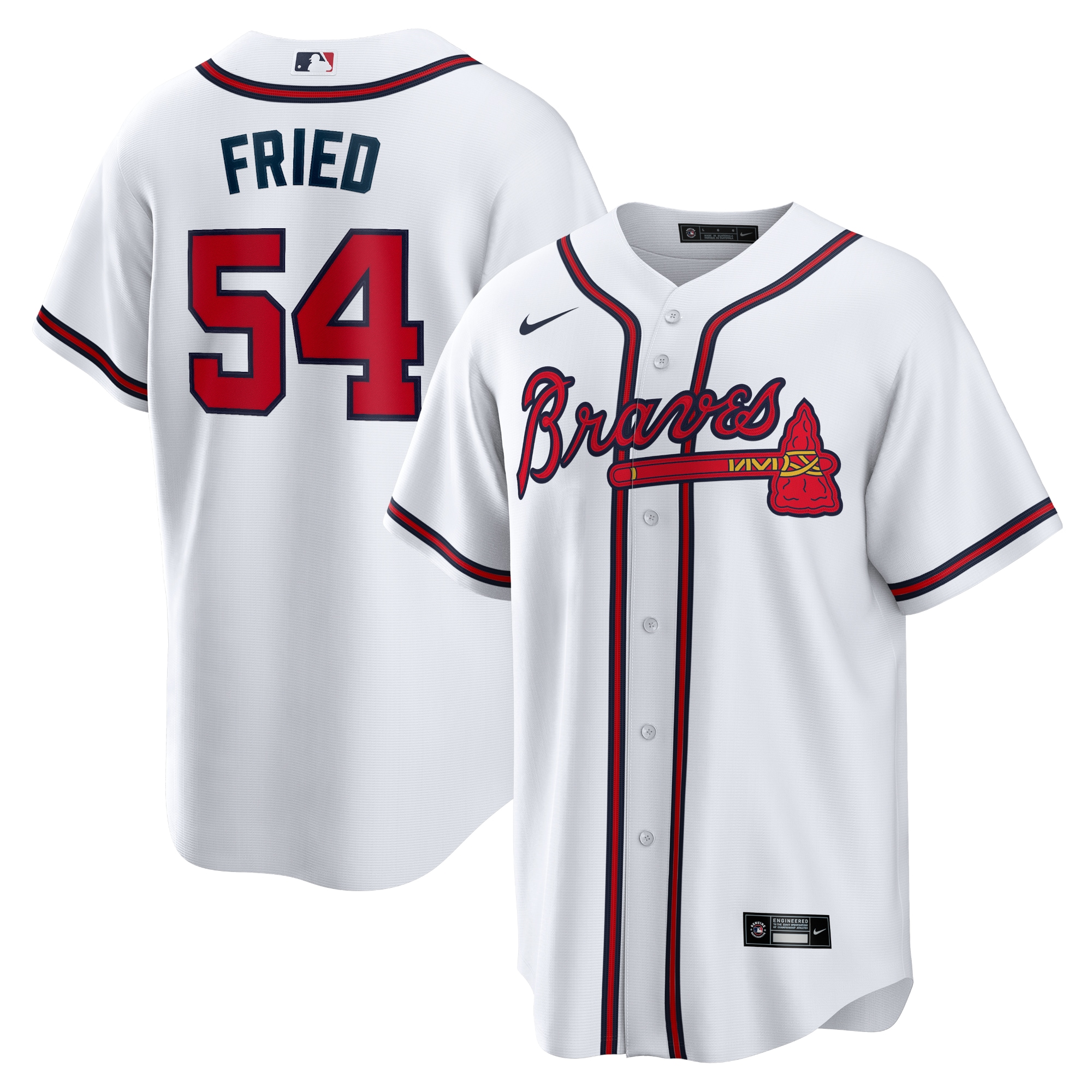 Alternative view of Max Fried Atlanta Braves Home Replica Player Jersey – White