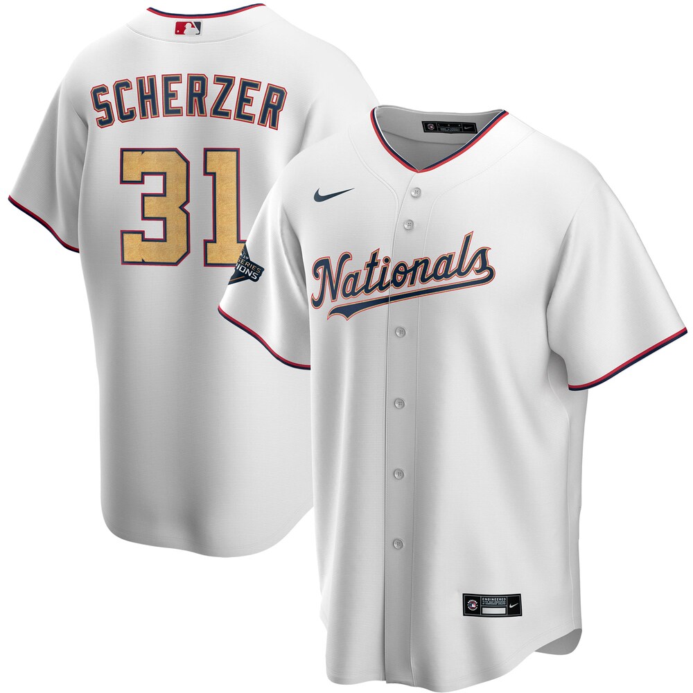 Max Scherzer Washington Nationals 2020 Gold Program Player Jersey - White/gold