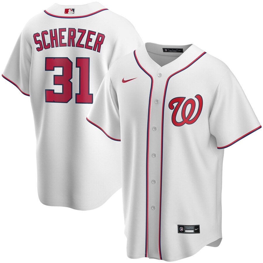 Max Scherzer Washington Nationals Home 2020 Replica Player Jersey ÃƒÂ¢Ã¢â€šÂ¬Ã¢â‚¬Å“ White