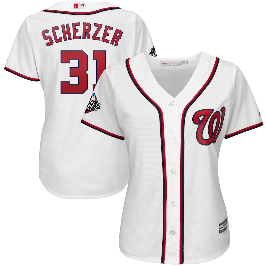 Max Scherzer Washington Nationals Majestic Women's 2019 World Series Bound Official Cool Base Player Jersey - White