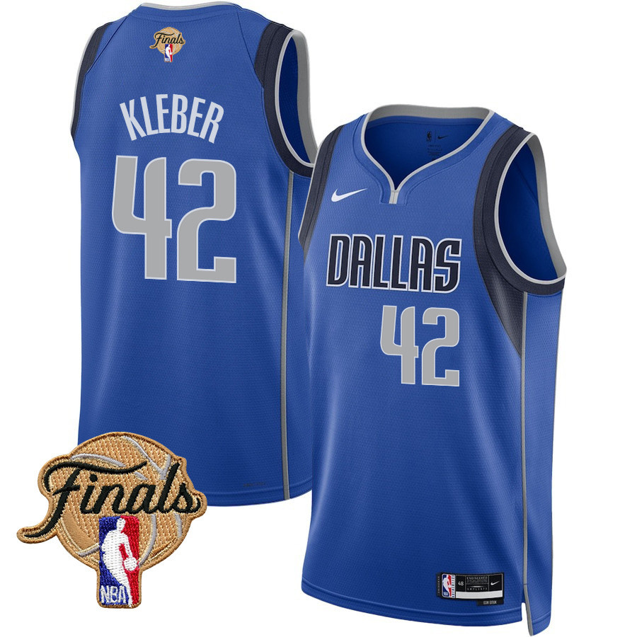 Maxi Kleber 42 Dallas Mavericks 2024 FINALS PATCH Swingman Jersey - Icon Edition - Blue - JS681 