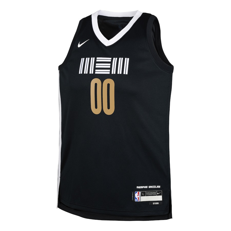 Alternative view of Memphis Grizzlies 2023/24 City Edition Swingman Custom YOUTH Jersey - Black - JS302 