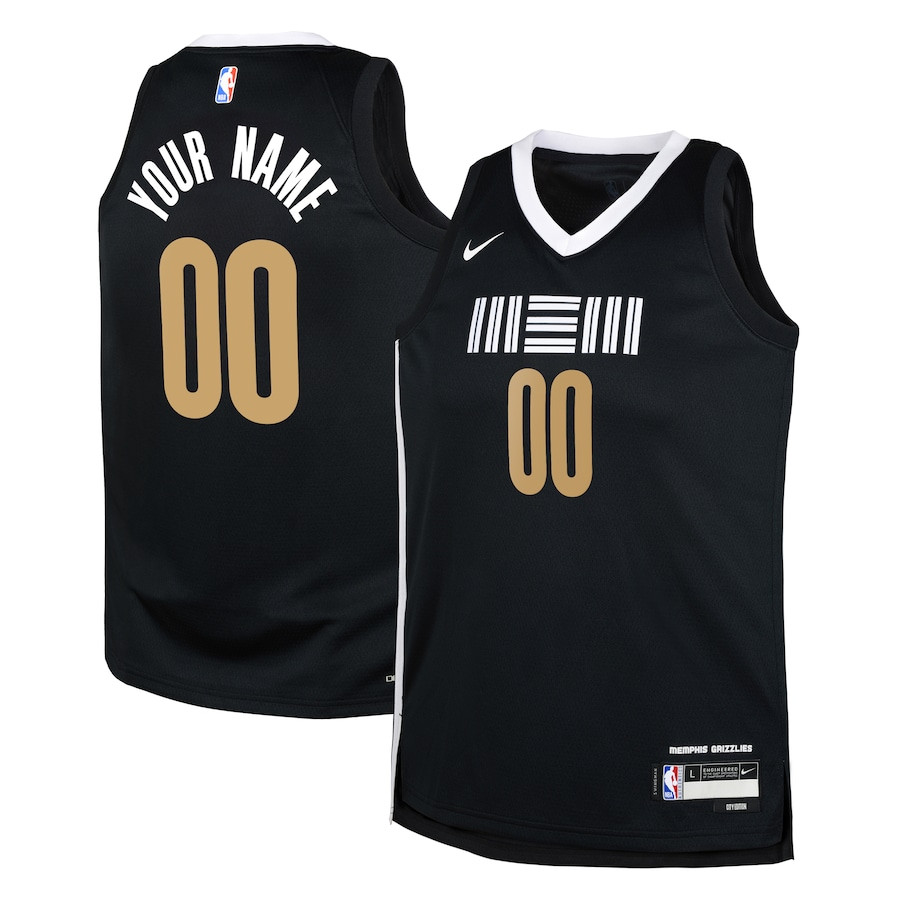 Memphis Grizzlies 2023/24 City Edition Swingman Custom YOUTH Jersey - Black - JS302 