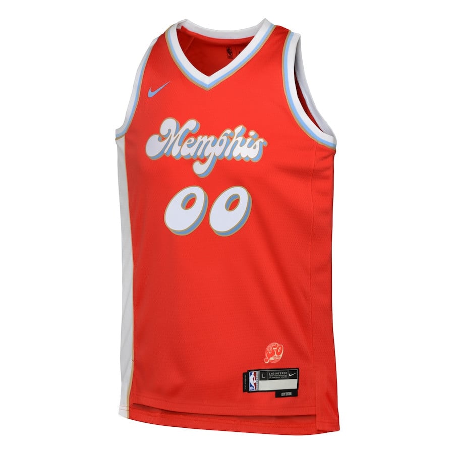 Alternative view of Memphis Grizzlies 2024/25 Swingman Custom YOUTH Jersey - City Edition - Red - JS179 