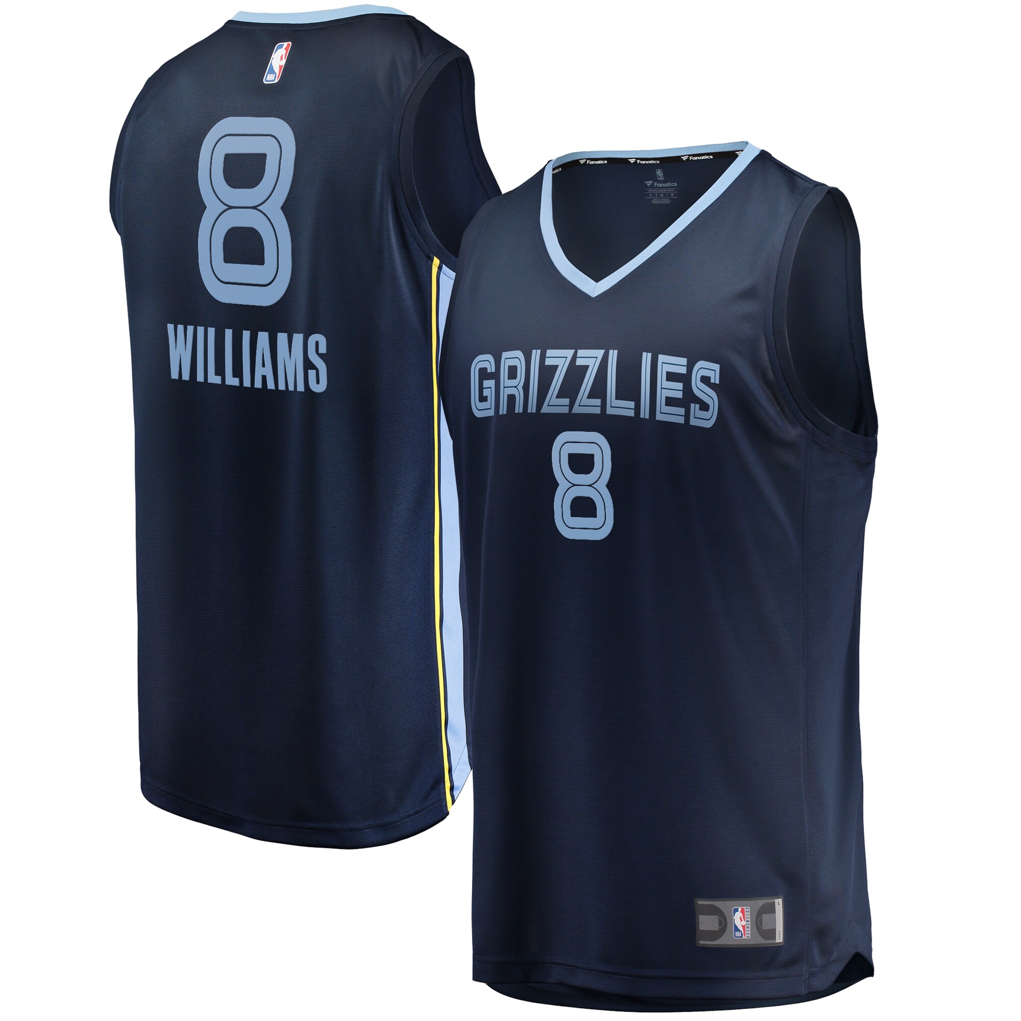 Alternative view of Memphis Grizzlies Fanatics Branded Ziaire Williams Fast Break Replica Jersey Navy - Icon Edition