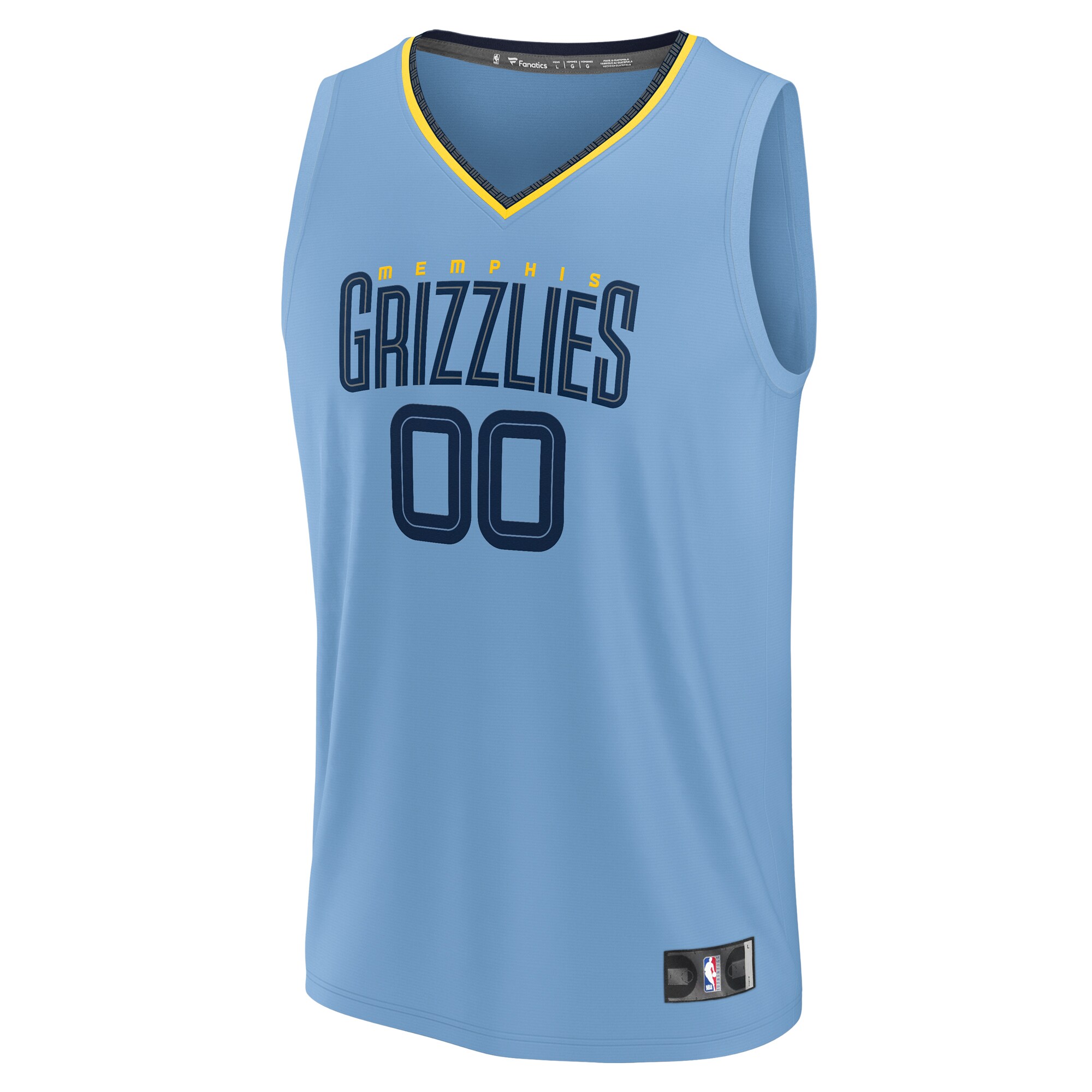 Alternative view of Memphis Grizzlies Fanatics Custom Fast Break Jersey - Statement Edition - Light Blue