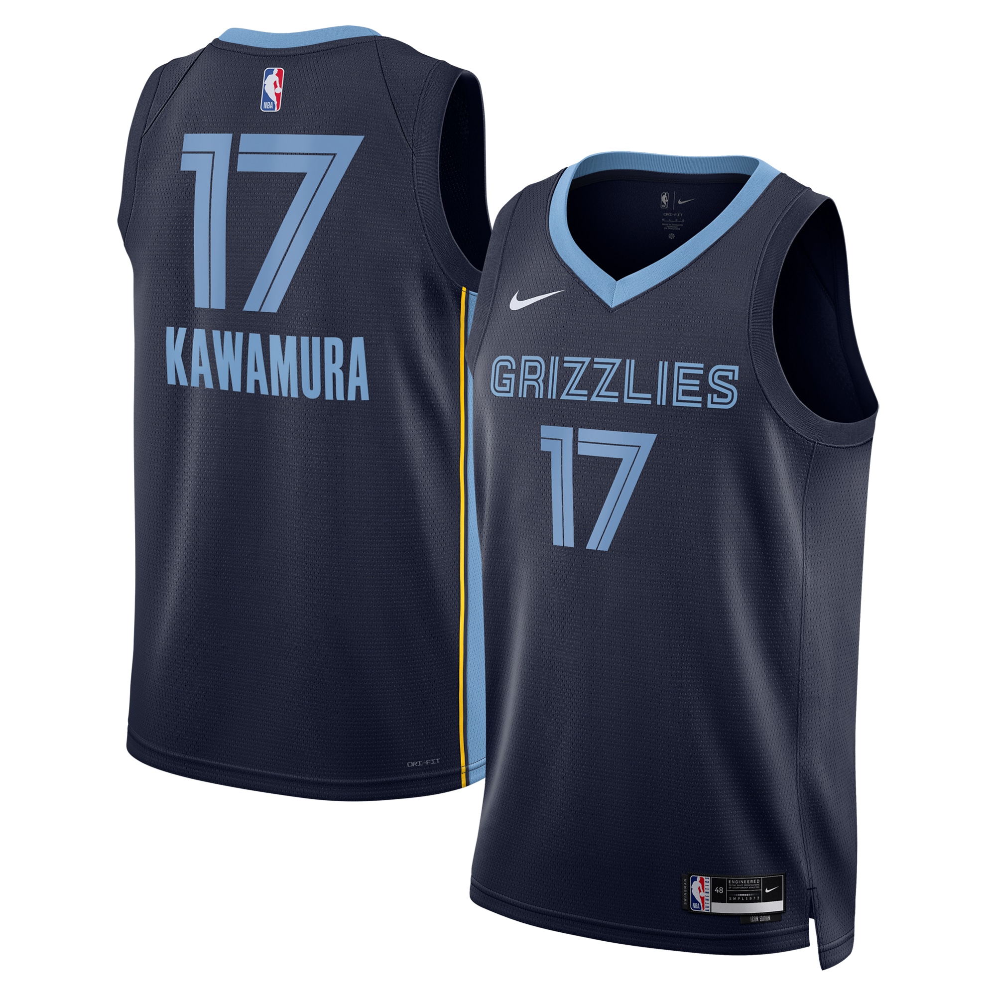 Memphis Grizzlies Icon Edition Swingman Jersey - Navy - Yuki Kawamura - Unisex - JS733 