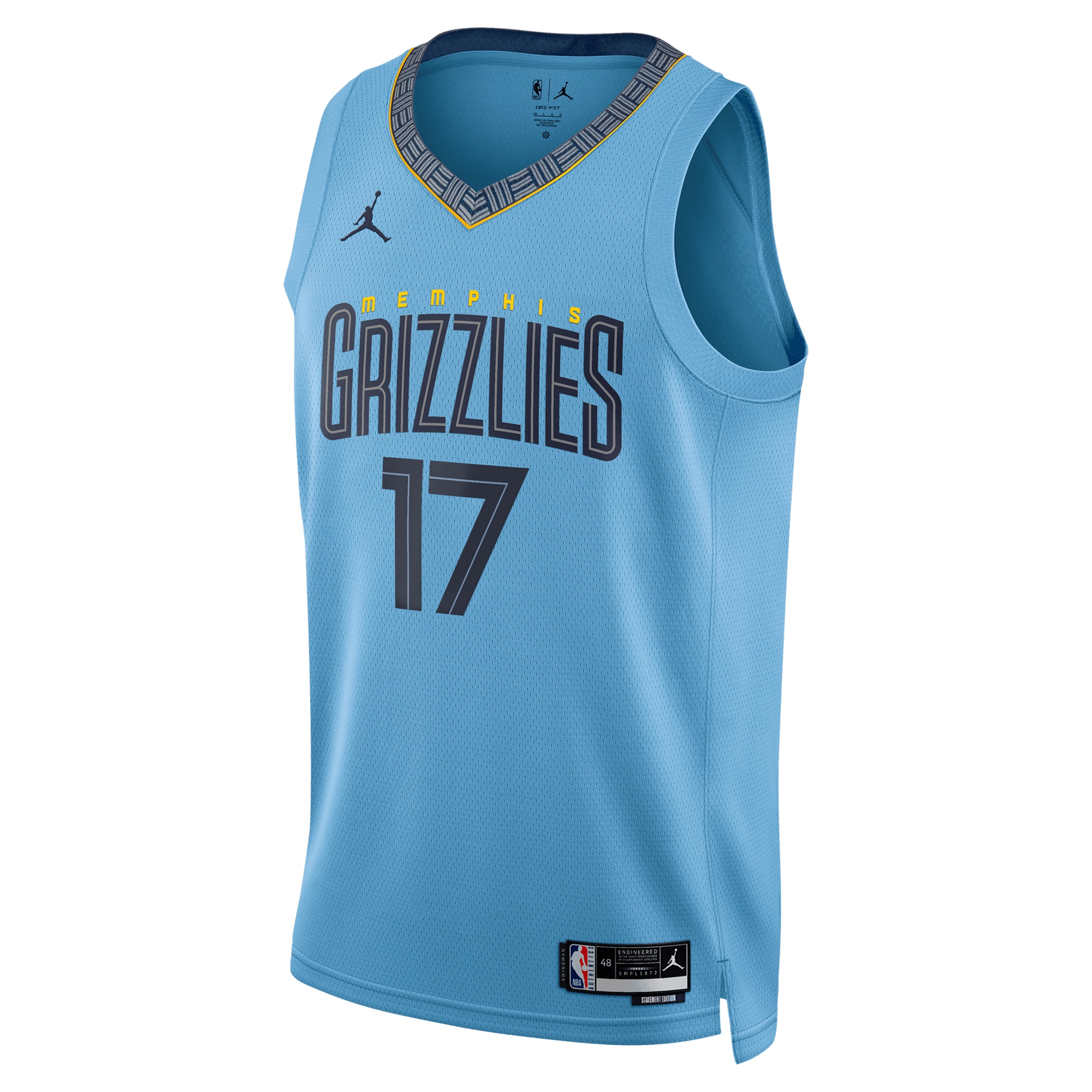 Alternative view of Memphis Grizzlies Jordan Brand Statement Edition Swingman Jersey - Lt Blue - Yuki Kawamura - Unisex - JS649 