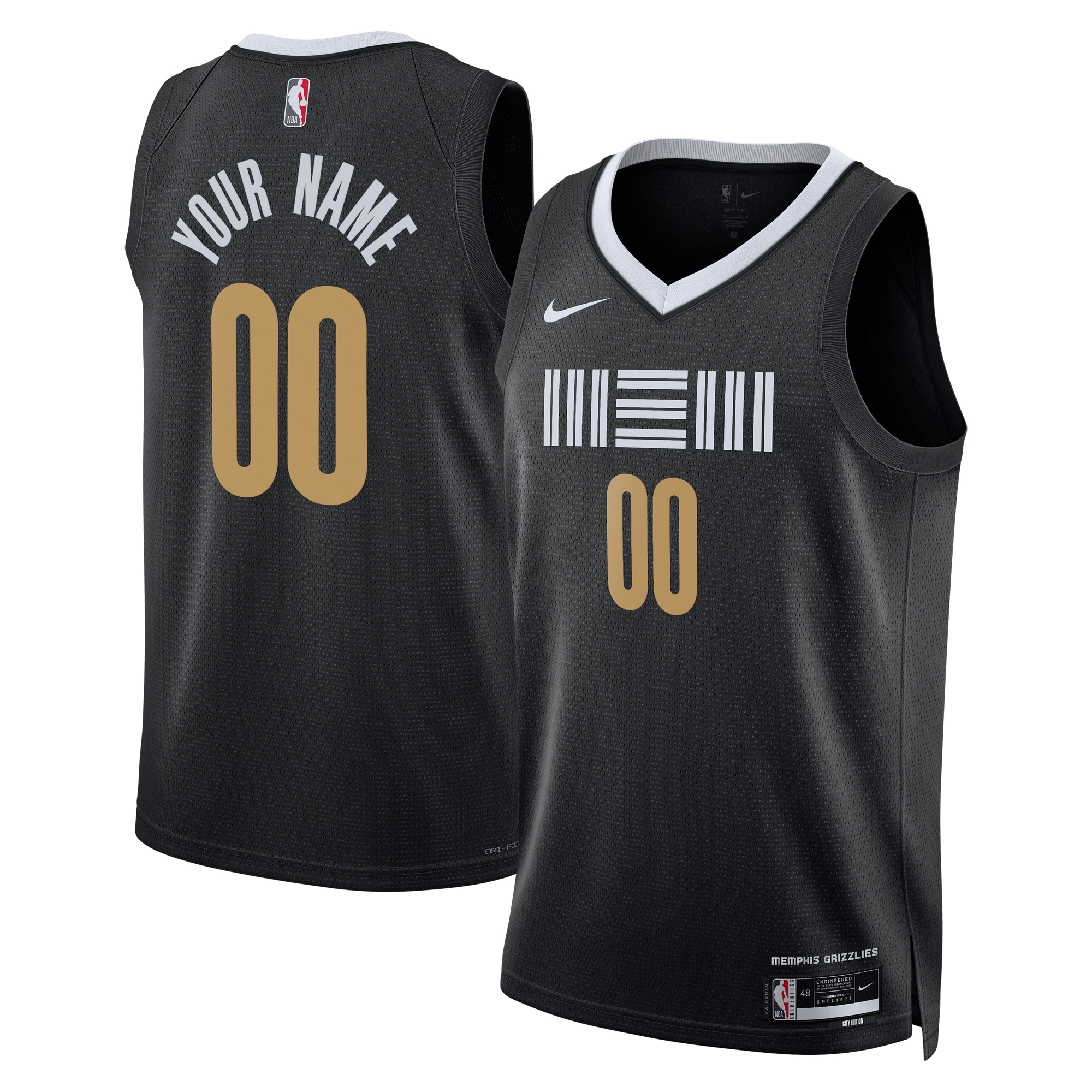 Memphis Grizzlies Unisex 2023/24 Custom Swingman Jersey - Black - City Edition