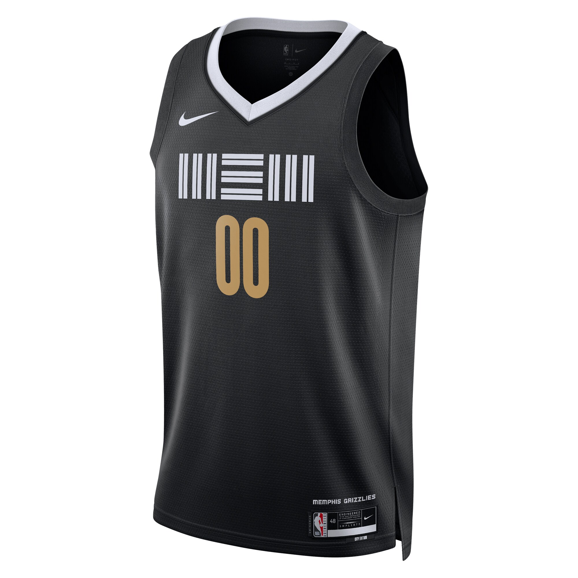 Alternative view of Memphis Grizzlies Unisex 2023/24 Custom Swingman Jersey - Black - City Edition