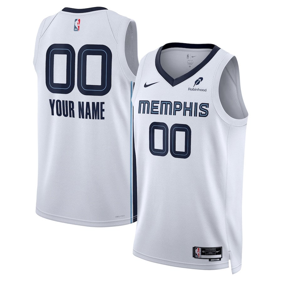 Memphis Grizzlies Unisex Custom Swingman Badge Jersey - Association Edition - White - JS936 