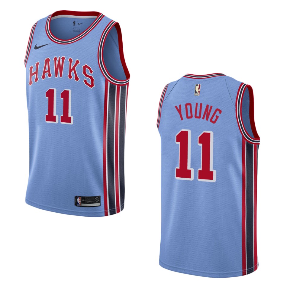 Men Atlanta Hawks #11 Trae Young Hardwood Classic Swingman Jersey - Light Blue