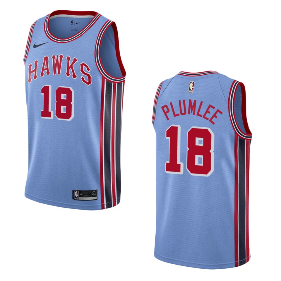 Men Atlanta Hawks #18 Miles Plumlee Hardwood Classic Swingman Jersey - Light Blue