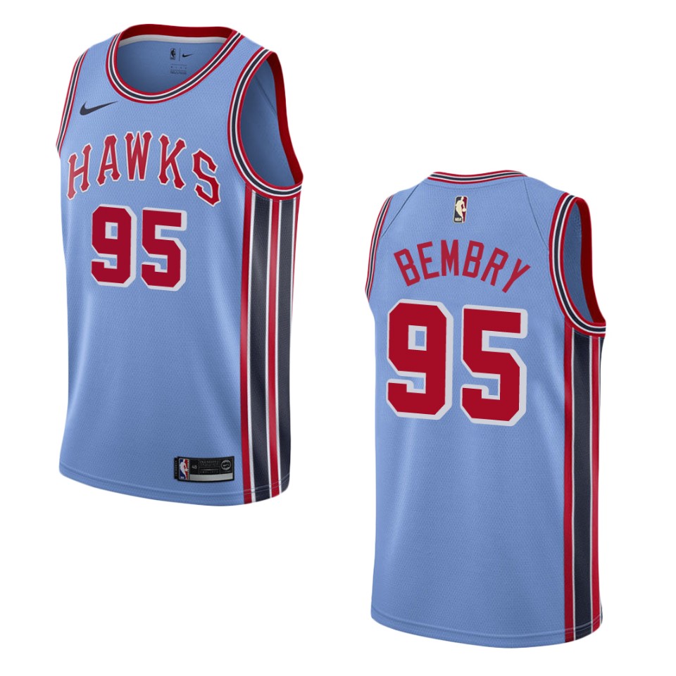 Men Atlanta Hawks #95 Deandre' Bembry Hardwood Classic Swingman Jersey - Light Blue