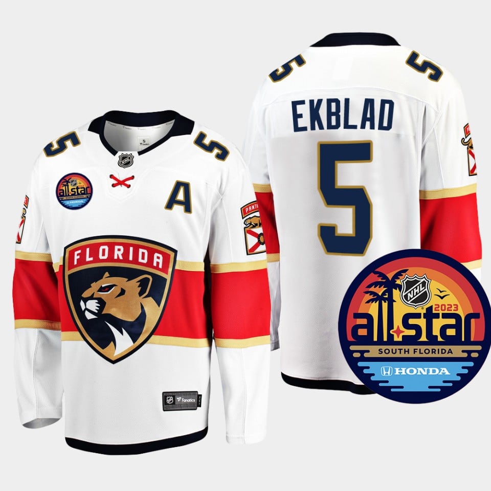 Men Florida Panthers Aaron Ekblad 5 2023 All-Star Away White Jersey - JS847 