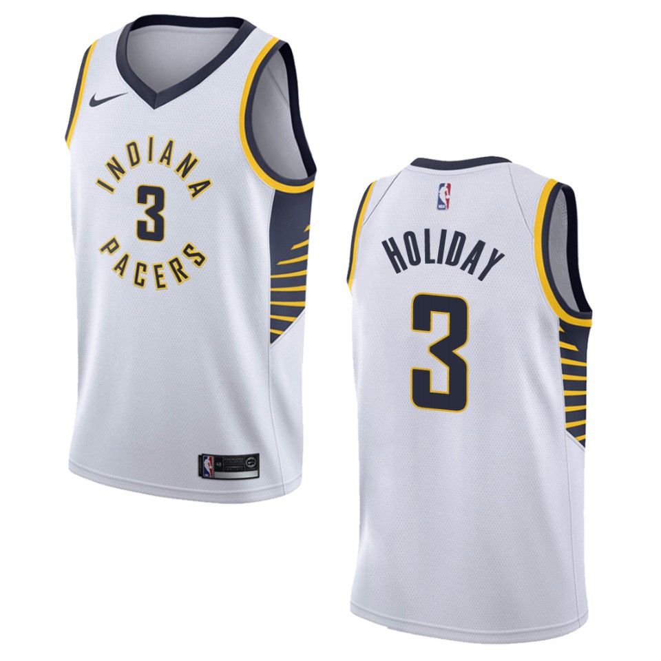 Men Indiana Pacers #3 Aaron Holiday Association Swingman Jersey - White