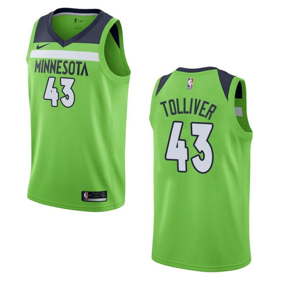 Men Minnesota Timberwolves 43 Anthony Tolliver Statement Swingman Jersey - Green - JS876 