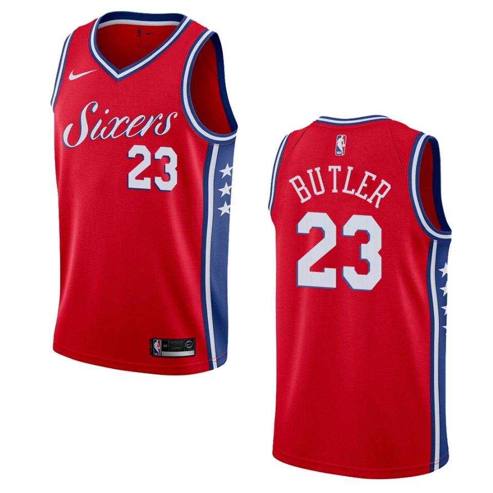 Men Philadelphia 76ers #23 Jimmy Butler Statement Swingman Jersey - Red