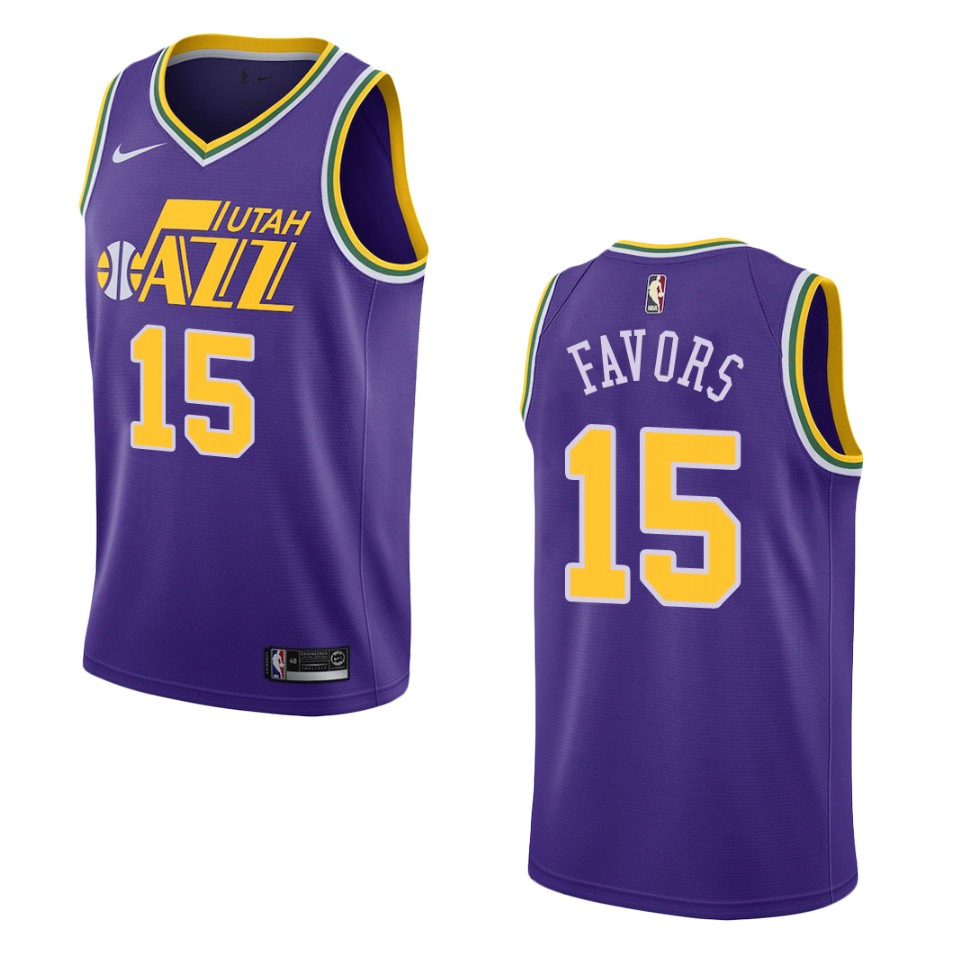 Men Utah Jazz #15 Derrick Favors Hardwood Classics Swingman Jersey - Purple