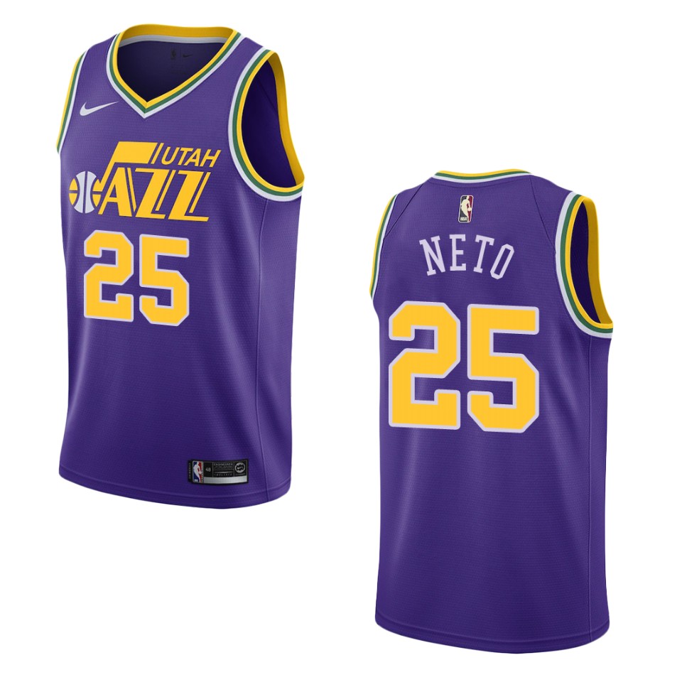 Men Utah Jazz #25 Raul Neto Hardwood Classics Swingman Jersey - Purple
