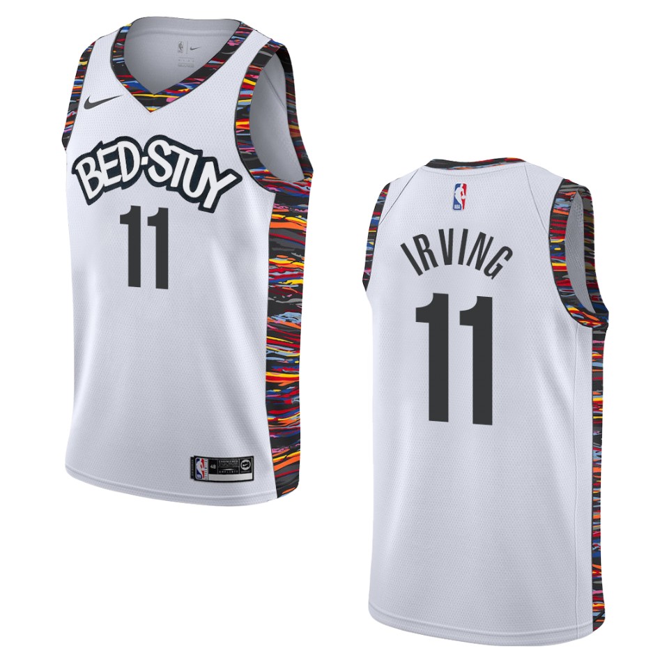 Men's 2019-20 Brooklyn Nets #11 Kyrie Irving City Swingman Jersey - White
