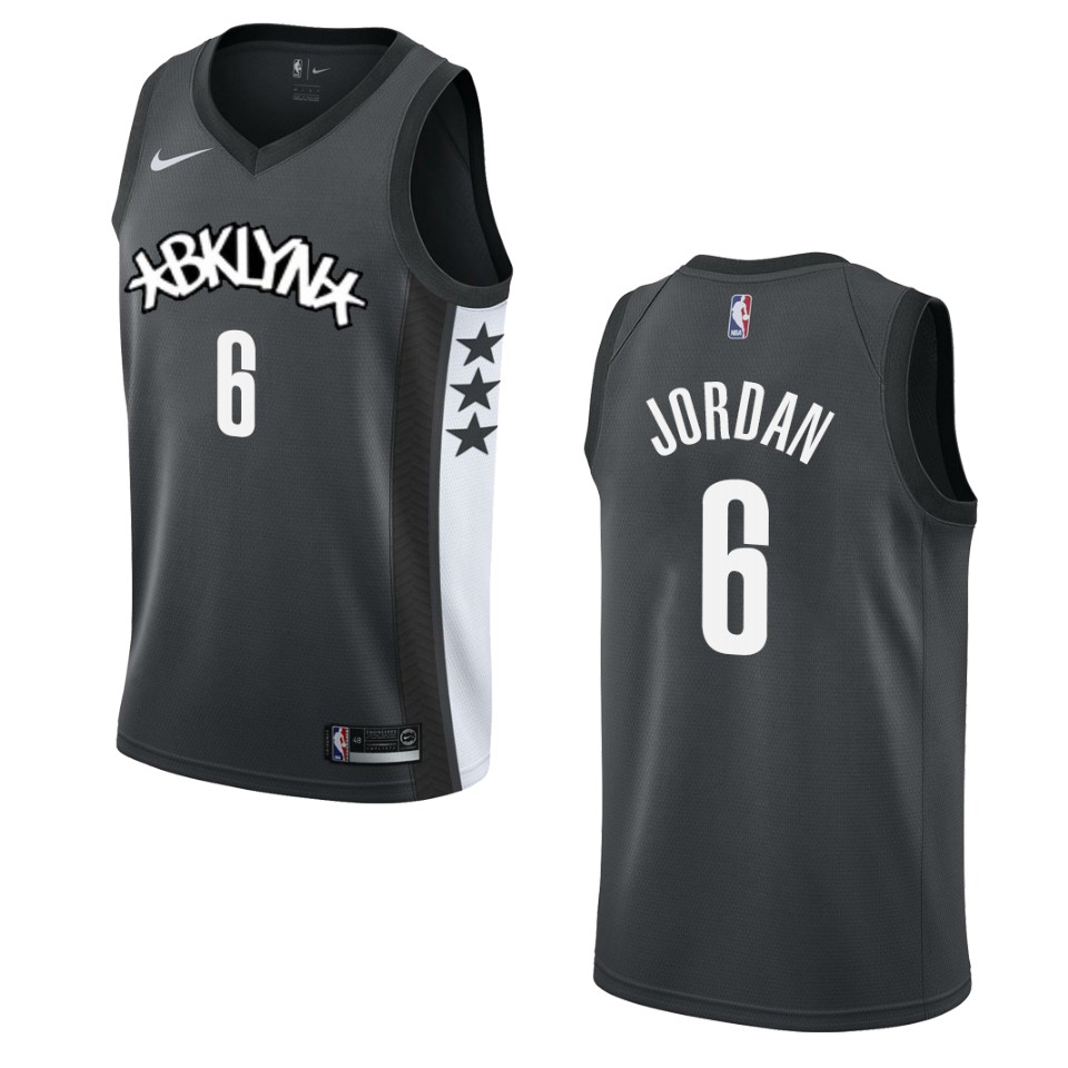 Men's 2019-20 Brooklyn Nets #6 Deandre Jordan Statement Swingman Jersey - Black