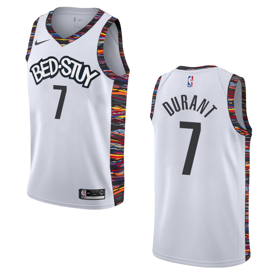 Men's 2019-20 Brooklyn Nets #7 Kevin Durant City Swingman Jersey - White