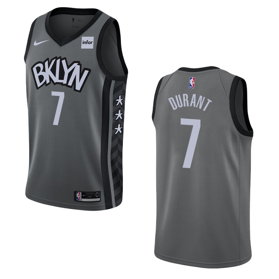 Men's 2019-20 Brooklyn Nets #7 Kevin Durant Statement Swingman Jersey - Gray