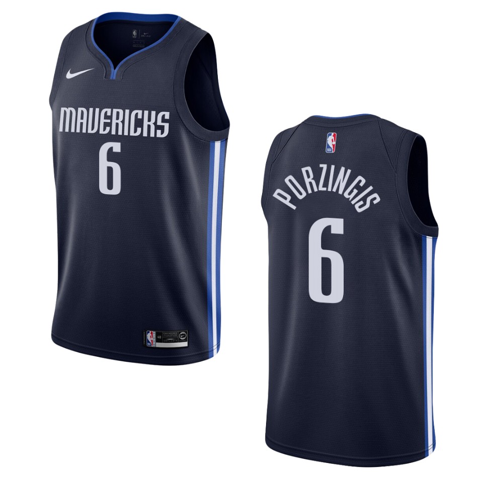 Men's 2019-20 Dallas Mavericks #6 Kristaps Porzingis Statement Swingman Jersey - Navy