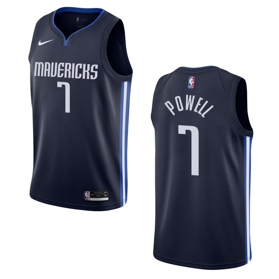 Men's 2019-20 Dallas Mavericks #7 Dwight Powell Statement Swingman Jersey - Navy