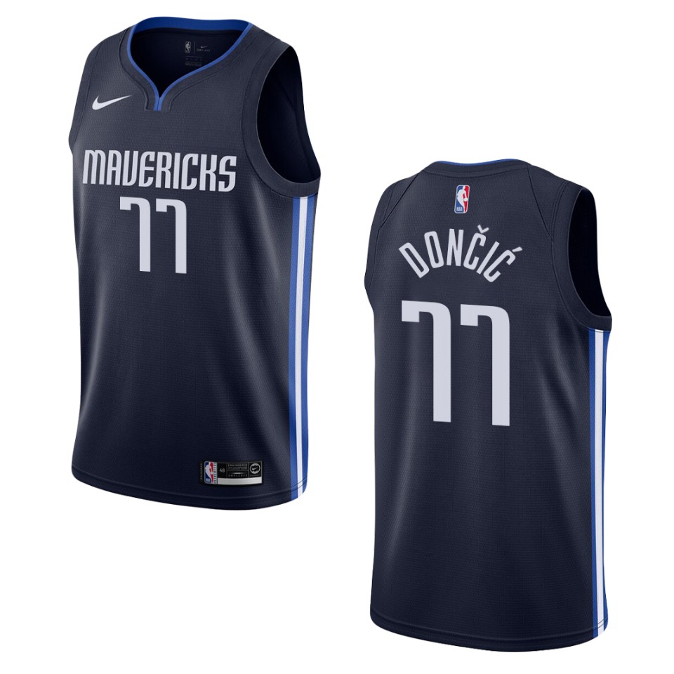 Men's 2019-20 Dallas Mavericks #77 Luka Doncic Statement Swingman Jersey - Navy