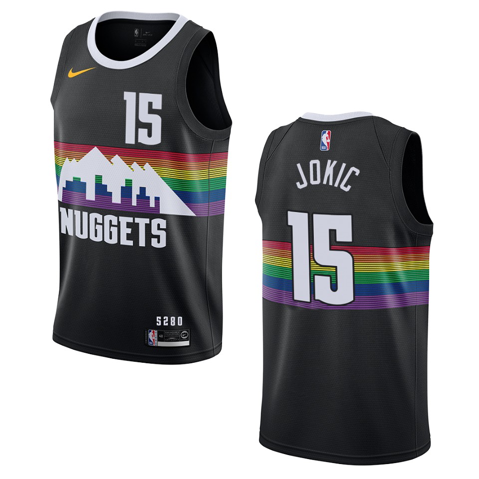 Men's 2019-20 Denver Nuggets #15 Nikola Jokic City Swingman Jersey - Black