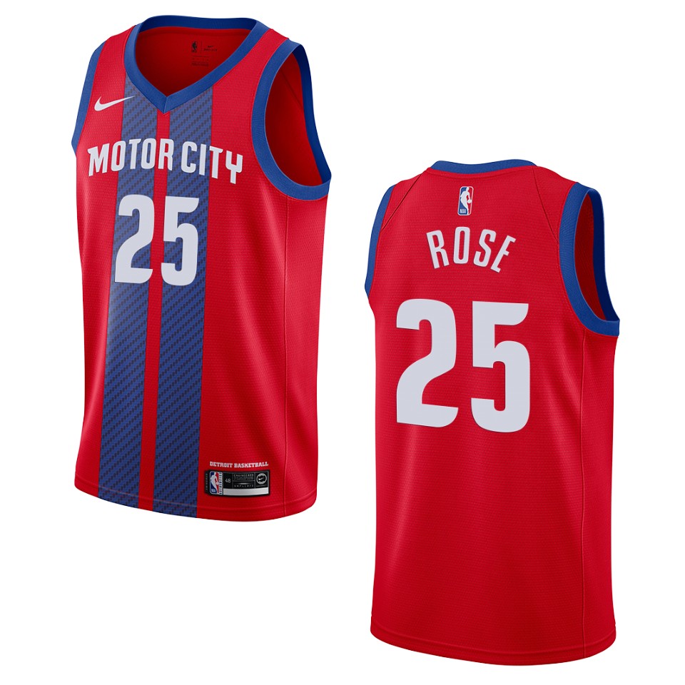 Men's 2019-20 Detroit Pistons #25 Derrick Rose City Swingman Jersey - Red