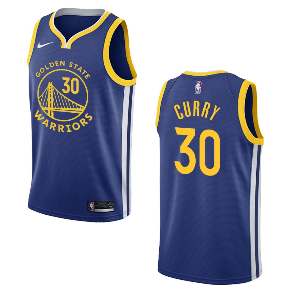 Men's 2019-20 Golden State Warriors #30 Stephen Curry Icon Swingman Jersey - Royal