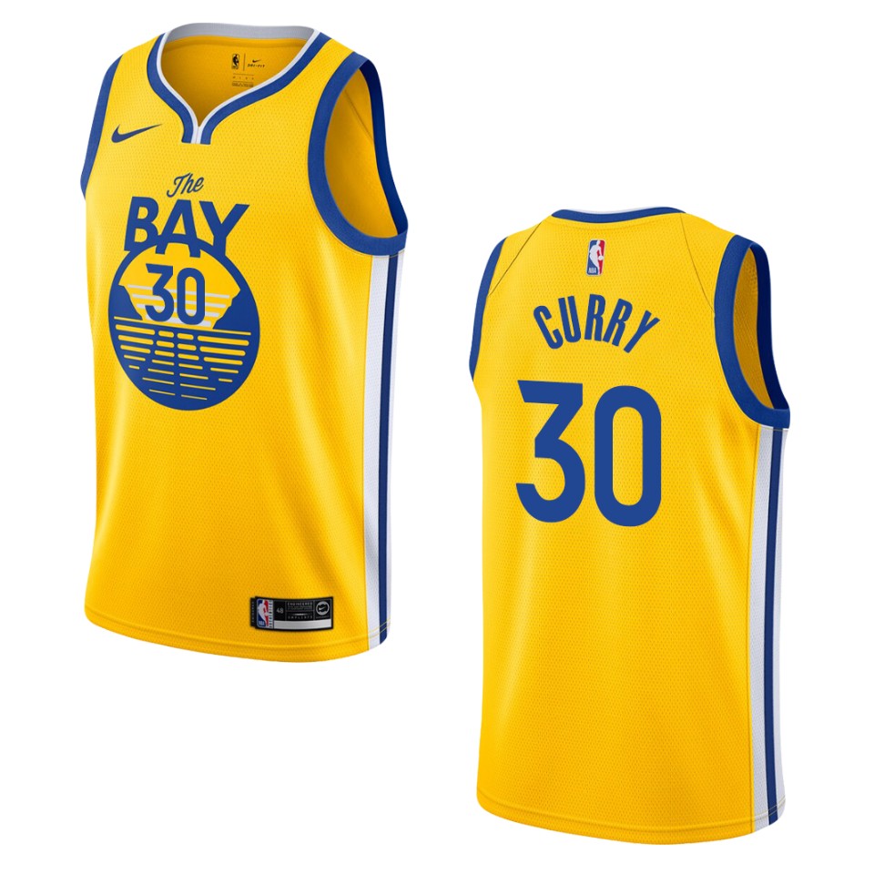 Men's 2019-20 Golden State Warriors #30 Stephen Curry Statement Swingman Jersey - Gold