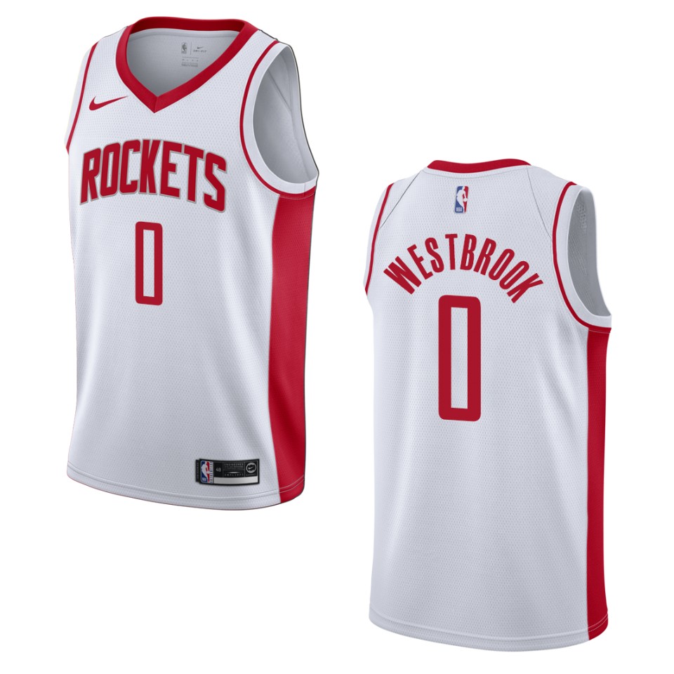 Men's 2019-20 Houston Rockets #0 Russell Westbrook Association Swingman Jersey - White