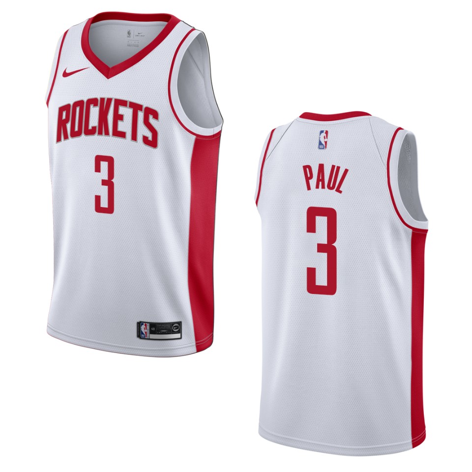 Men's 2019-20 Houston Rockets #3 Chris Paul Association Swingman Jersey - White