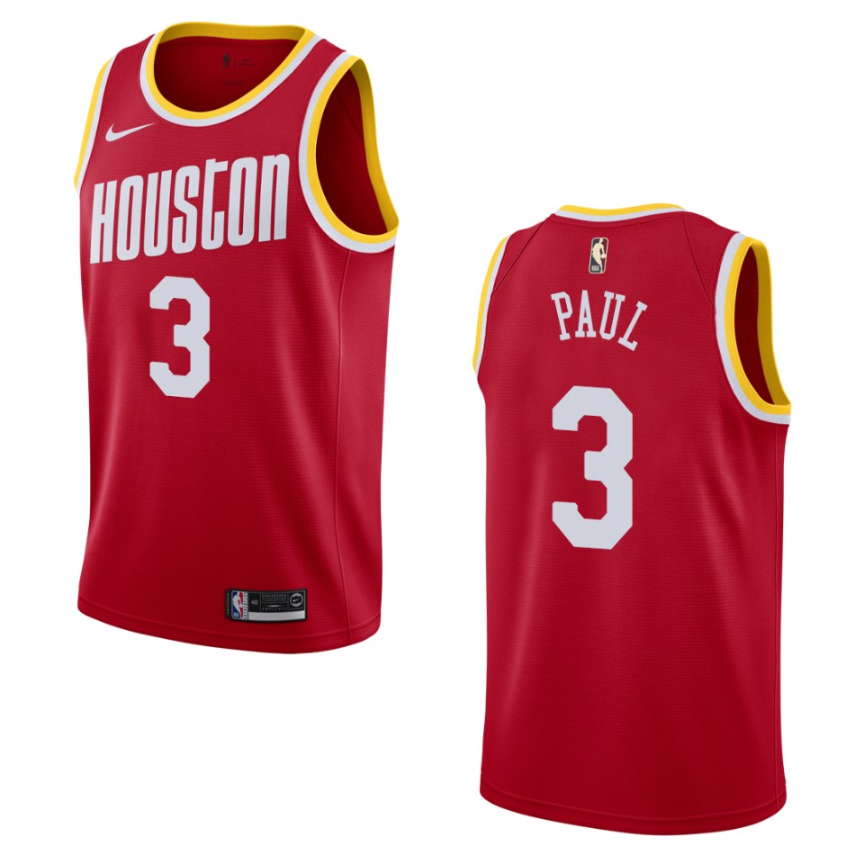 Men's 2019-20 Houston Rockets #3 Chris Paul Hardwood Classics Swingman Jersey - Red