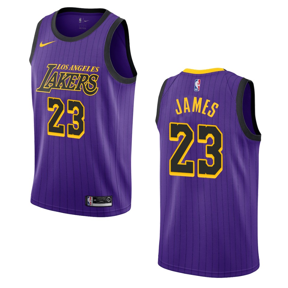 Men's 2019-20 Los Angeles Lakers #23 Lebron James City Swingman Jersey - Purple